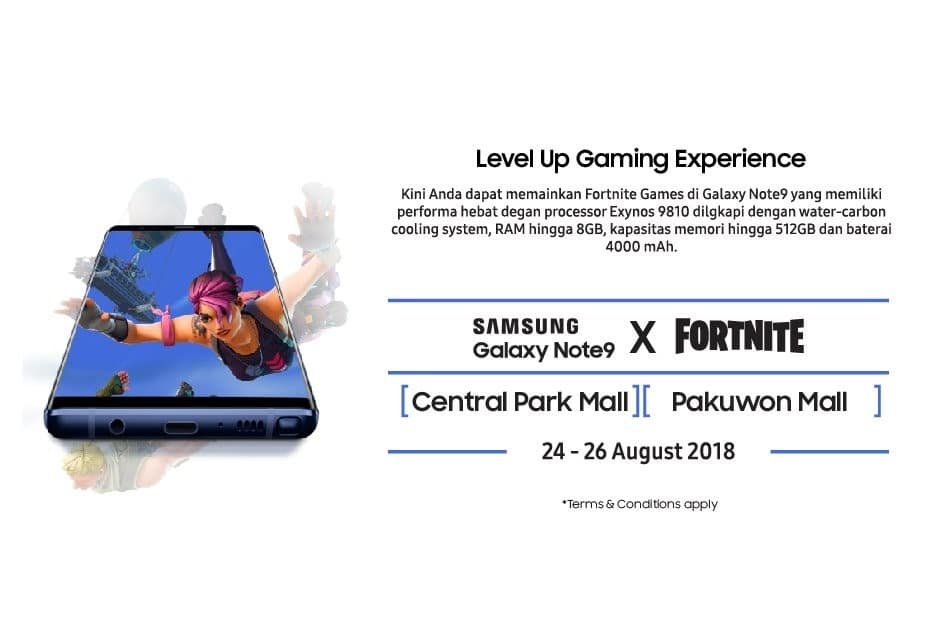 Dapatkan Galaxy Note 9 Gratis di Event Fortnite Battle Royale Duos & Squad Challenge!