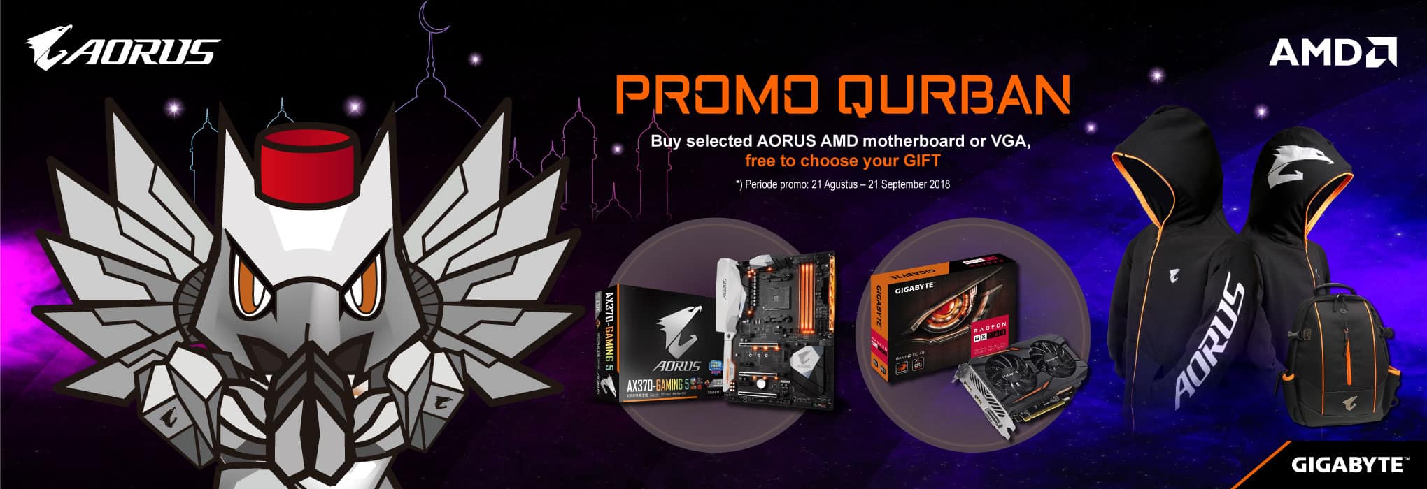 Promo Qurban (Setiap pembelian Kartu Grafis RX560 seri apa saja atau motherboard X370 Gaming seri tertentu, kamu bebas pilih hadiahmu!