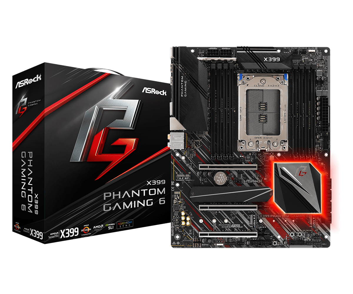 ASRock X399 Phantom Gaming 6 untuk CPU AMD Ryzen ™ Threadripper ™ X series