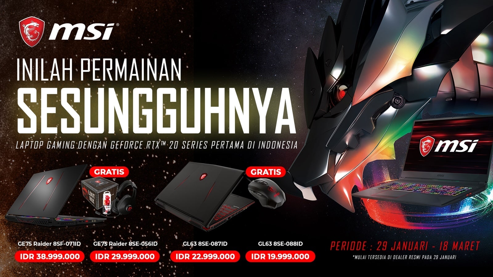 Laptop Gaming RTX dari MSI Menghadirkan Permainan Sesungguhnya