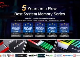 G.SKILL Menerima Penghargaan Perangkat Keras Eropa untuk Seri Memori Sistem Terbaik 5 Tahun Berturut-turut
