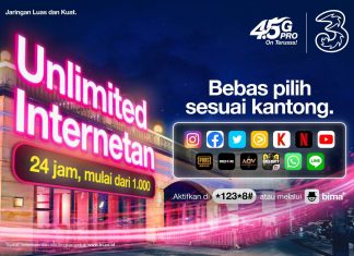 Bebas Unlimited Internetan Hanya 1.000 dengan 3 Indonesia